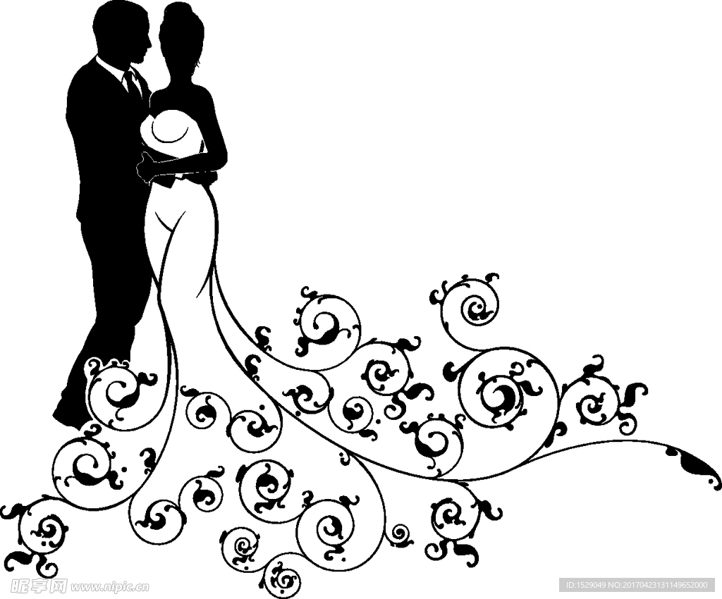 婚纱男女剪影