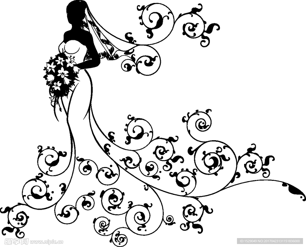婚纱男女剪影