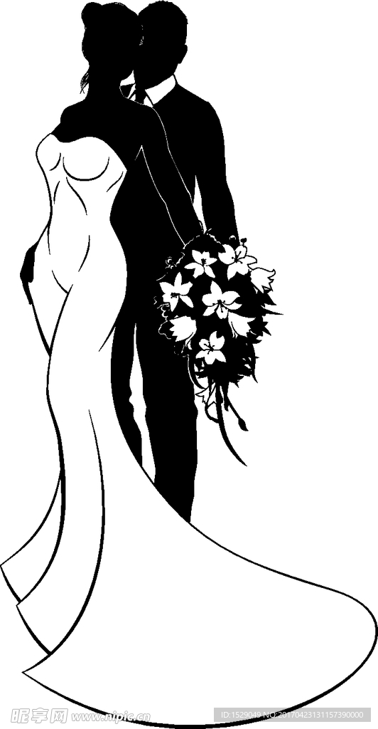 婚纱男女剪影