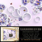 3D圆圈蝴蝶兰花背景墙