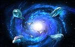 星空漩涡海豚立体背景墙
