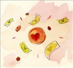 水彩绘爱心捐款插画矢量素材
