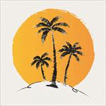 手绘太阳背景棕榈树
