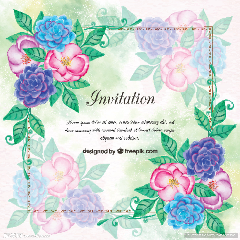 创意花朵邀请函素材