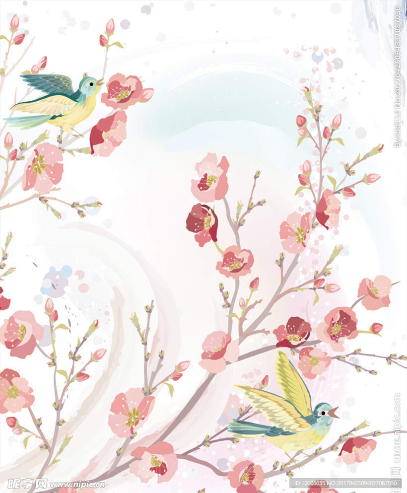 淡雅梅花插画矢量素材