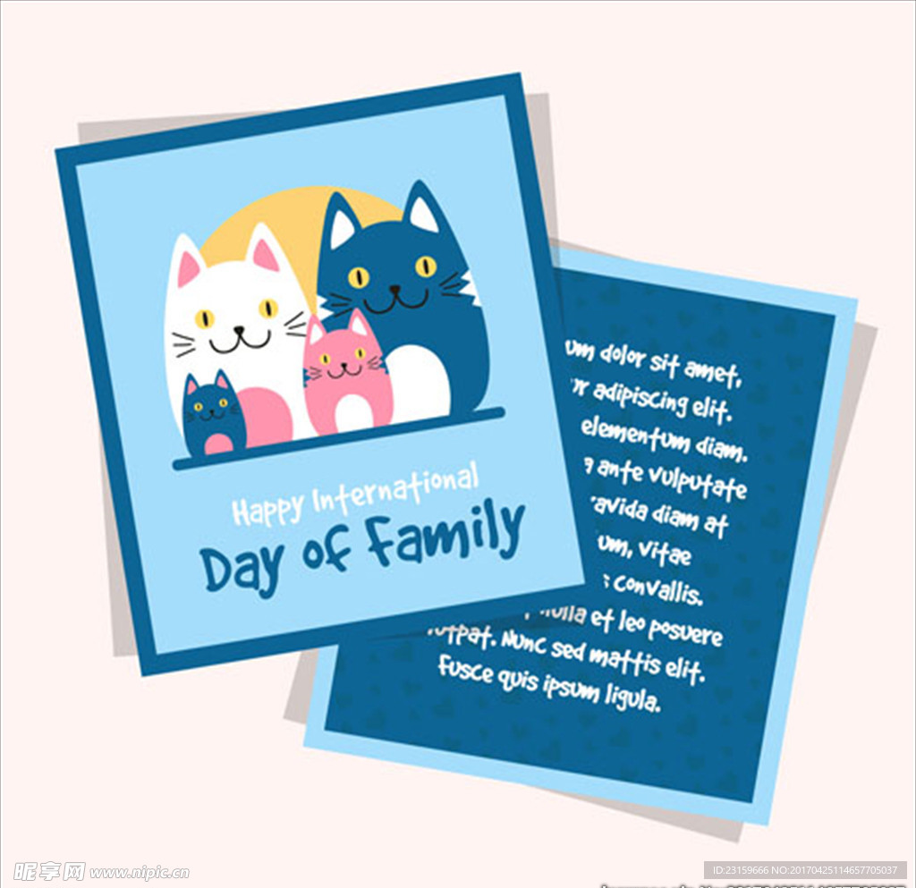卡通猫咪的幸福家庭海报