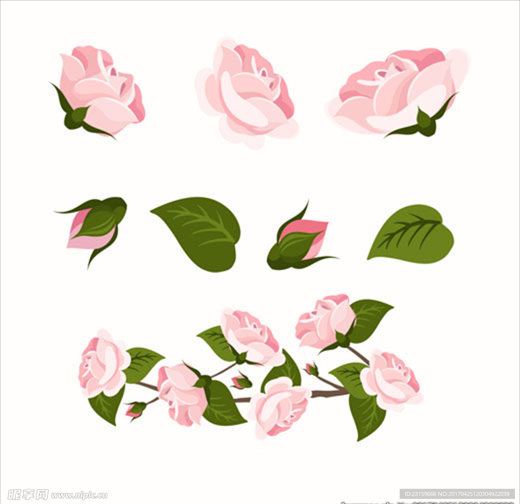 情人节粉色玫瑰元素