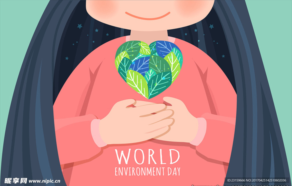 卡通孩子的爱心世界环境保护日