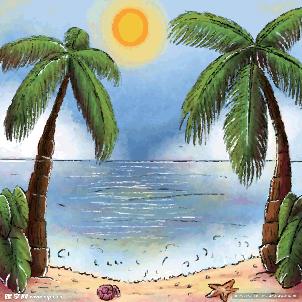 阳光与海滩插画