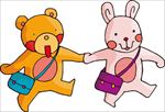 卡通矢量兔子和小学
