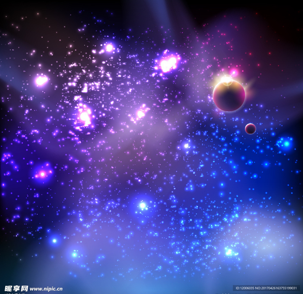 紫色渐变闪耀夜空粒子光效