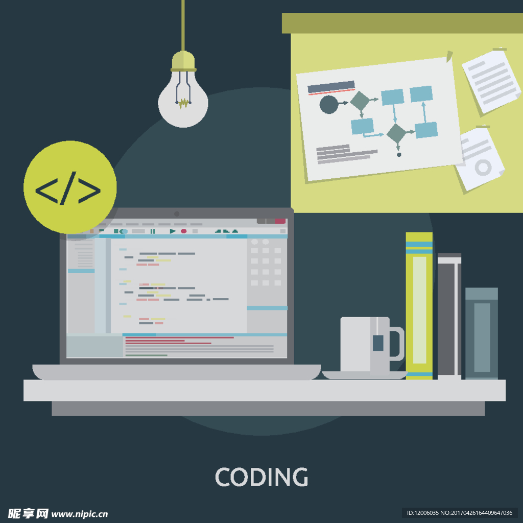 桌面上的电脑和文件夹