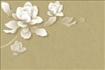 手绘抽象白莲花背景墙