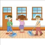 打扫卫生的小学生