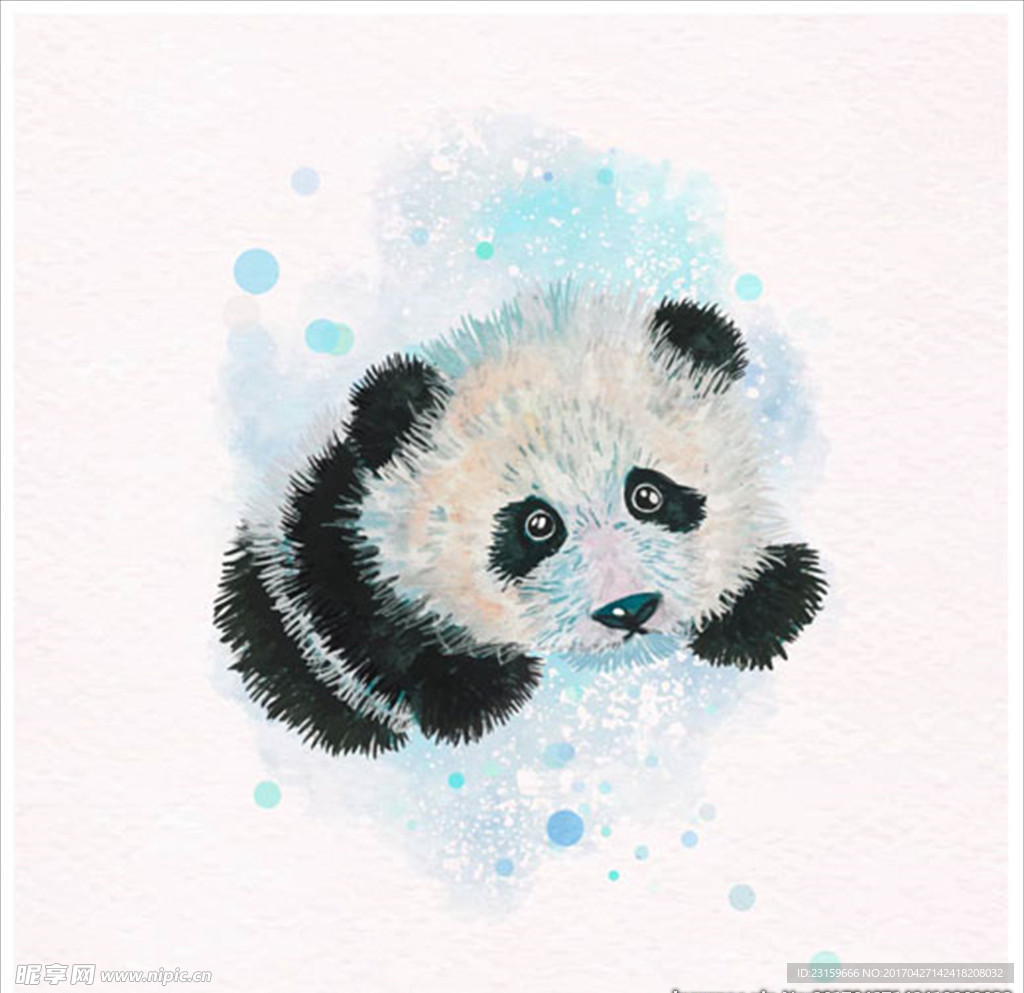 手绘水彩可爱的熊猫