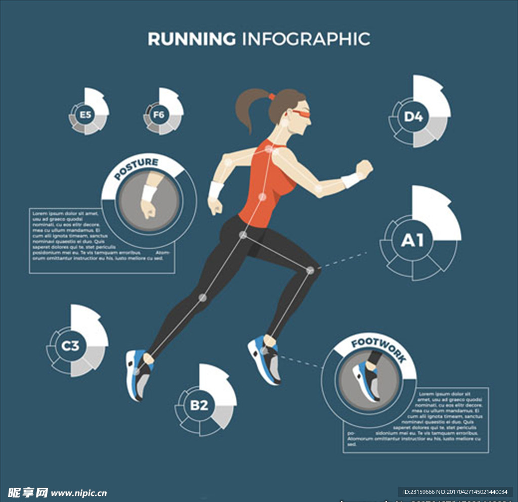 平面女性跑步信息图表