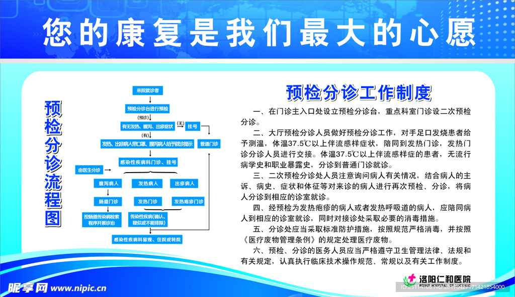 医院制度  蓝色背景