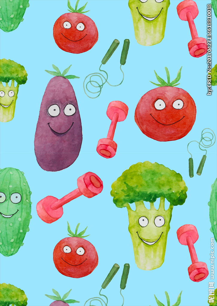 卡通蔬菜图案下载面料印花素材