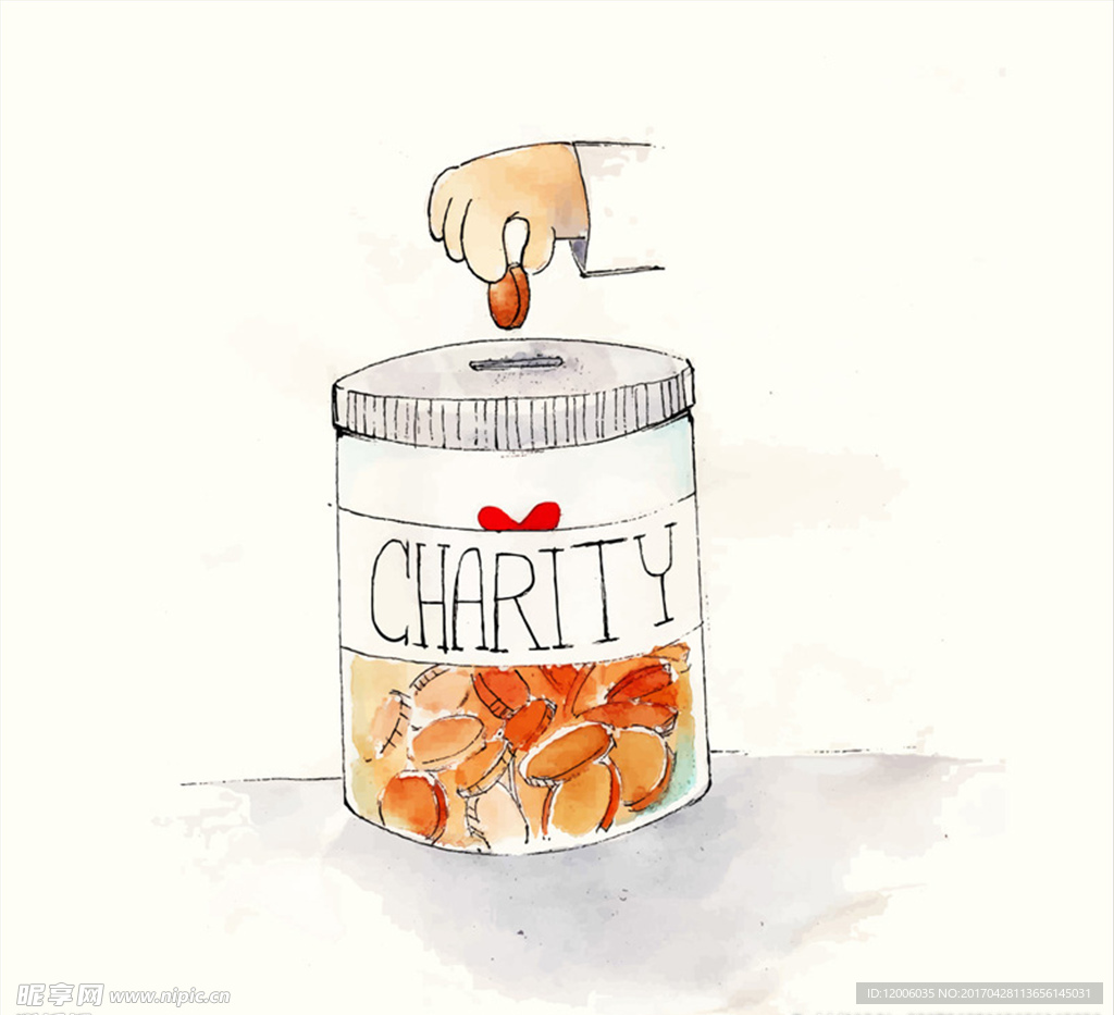 彩绘慈善捐助插画矢量素材