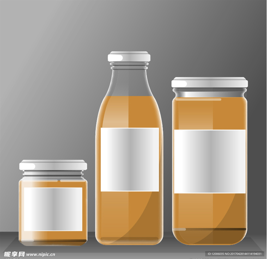 三款瓶装食品包装效果矢量素材