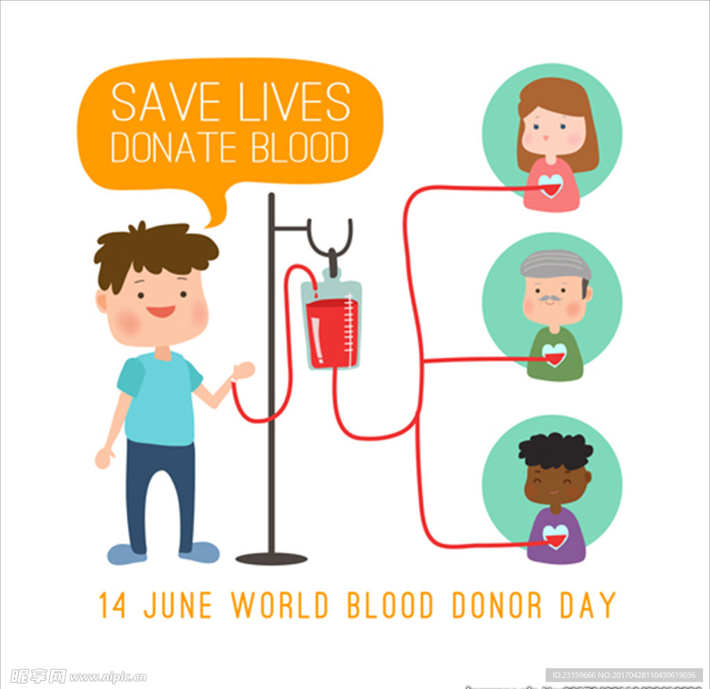 卡通世界献血日元素插图