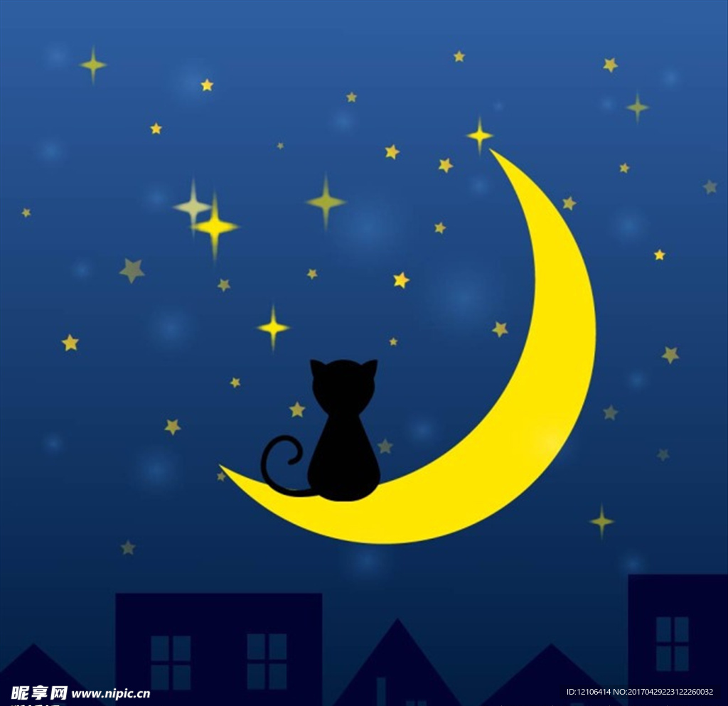 月亮猫插画