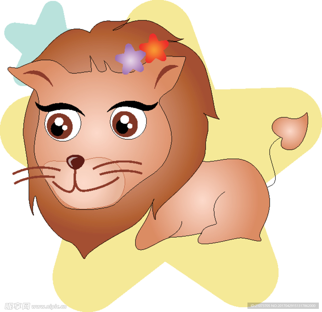 狮子座卡通可爱漫画星座系列手机壁纸-比格设计