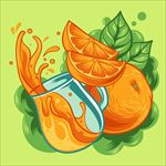 手绘美味的橙汁插图