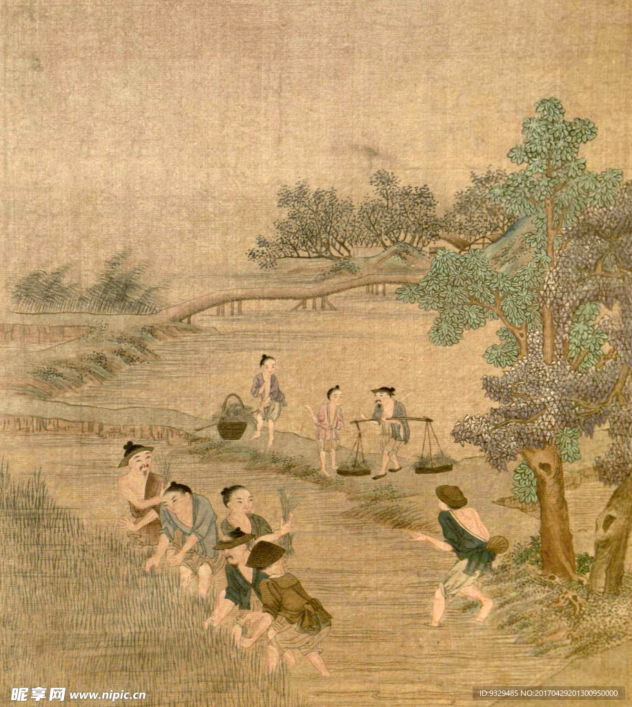 御制耕织图 幅耕种图 纺织图