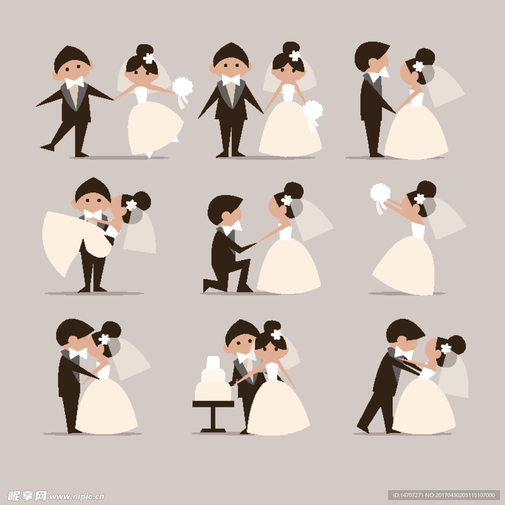 卡通结婚人物