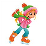 卡通滑冰的女孩