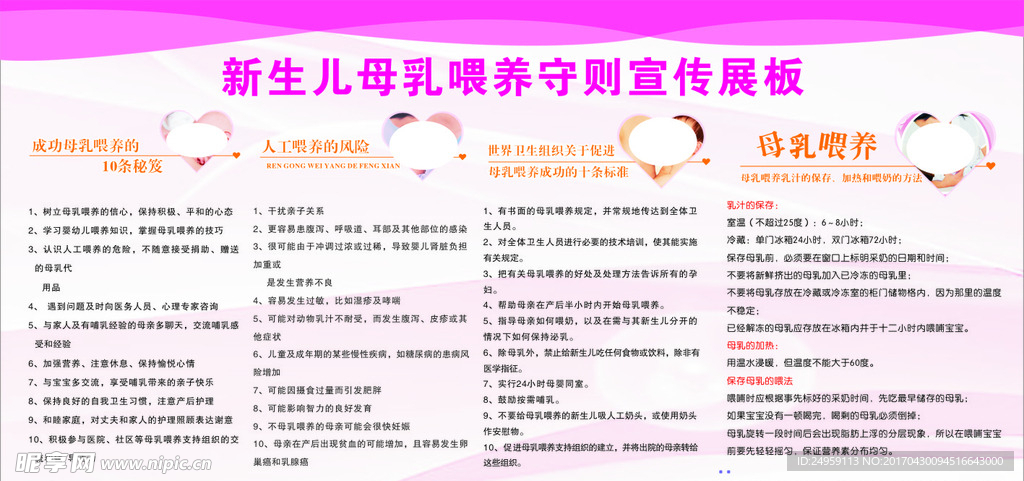 新生儿母乳喂养守则宣传展板