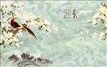 玉兰花花鸟大理石背景墙