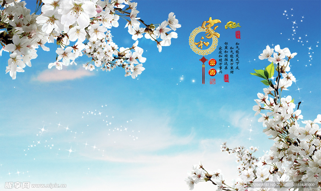 蓝天之兰花背景墙