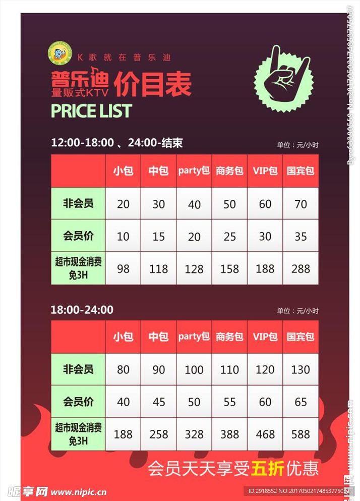 价目表