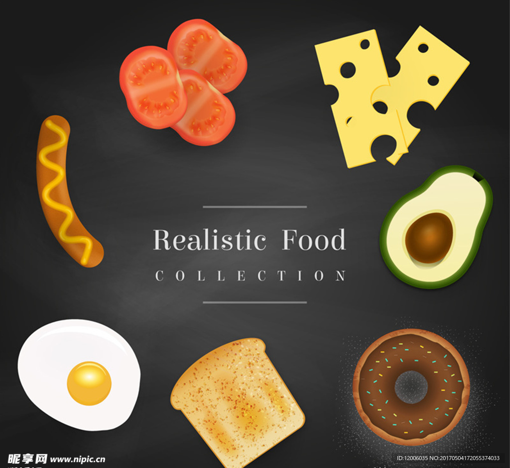 7款逼真食物设计矢量素材