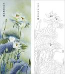 香清入梦艺术玻璃矢量图 荷花