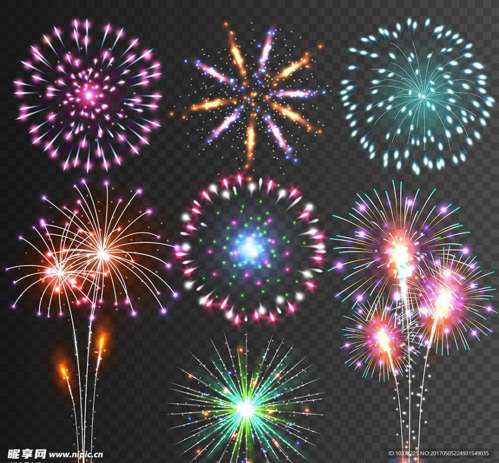 节日喜庆烟花矢量图