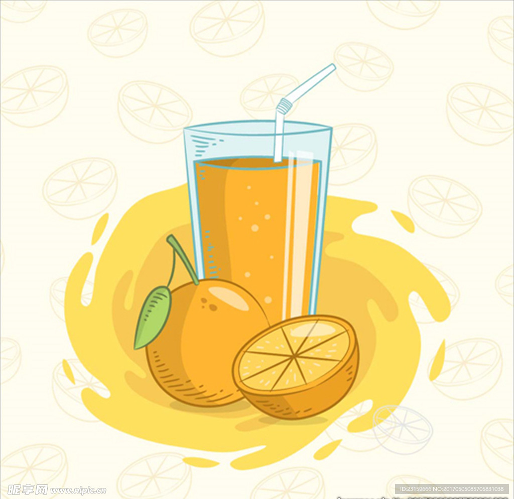手绘橙汁插图