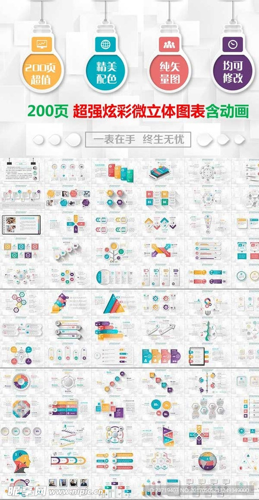 精美微粒体PPT图表数据分析图