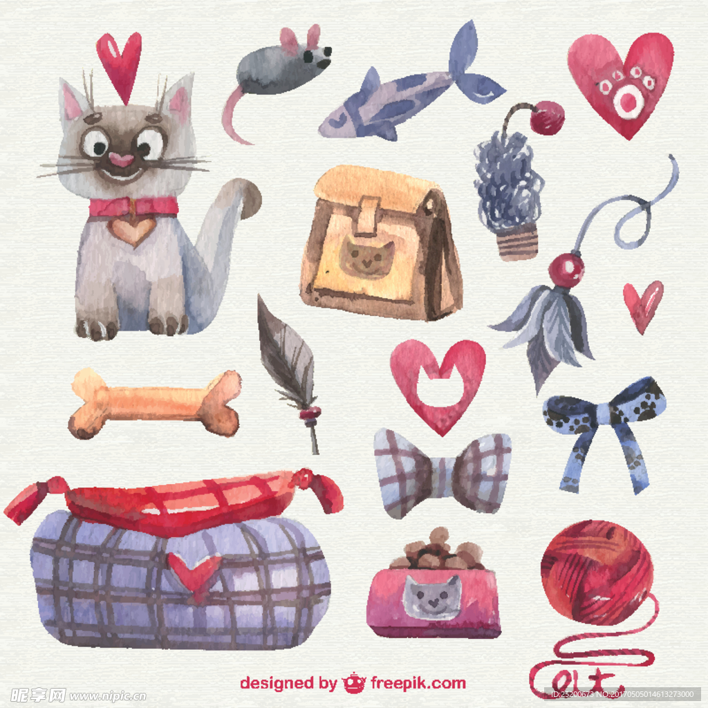 手绘猫的元素集合