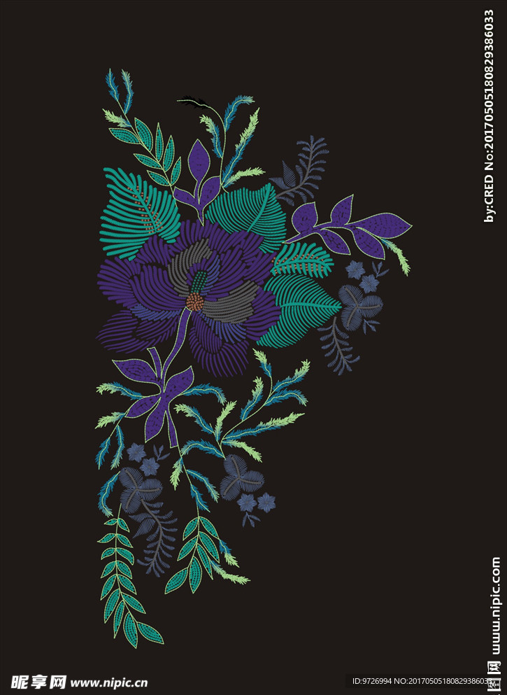 花朵花卉刺绣图案