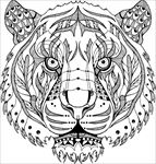 线描老虎头矢量图下载