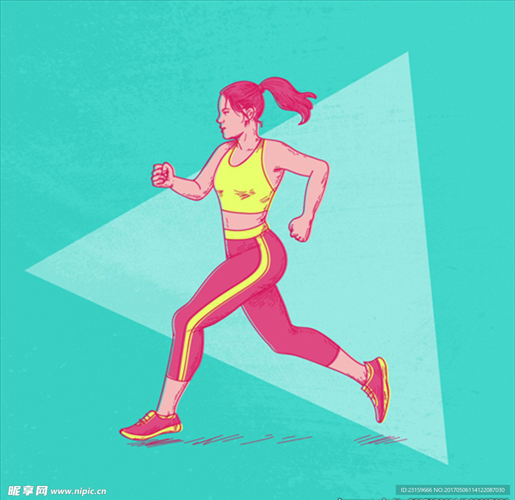 彩绘跑步的女生