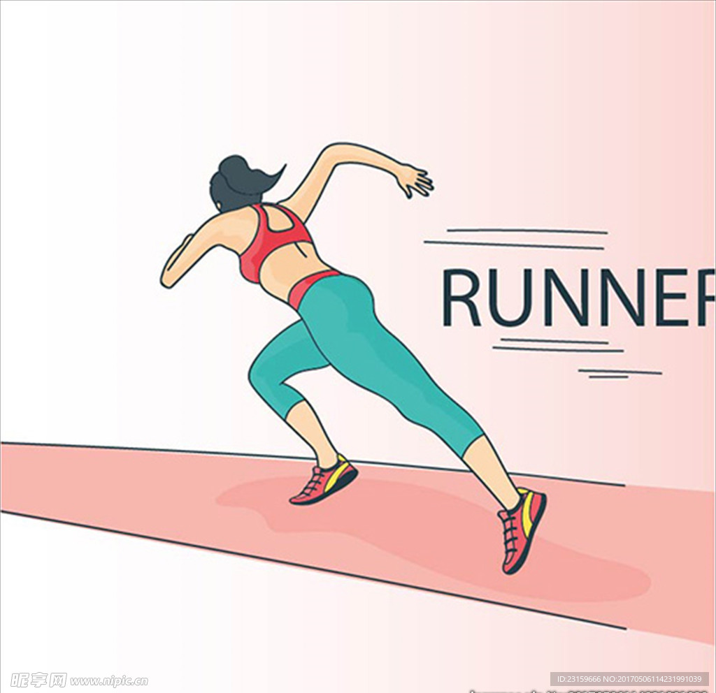手绘女子赛跑海报