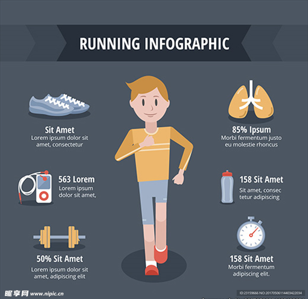 卡通男子跑步锻炼信息图