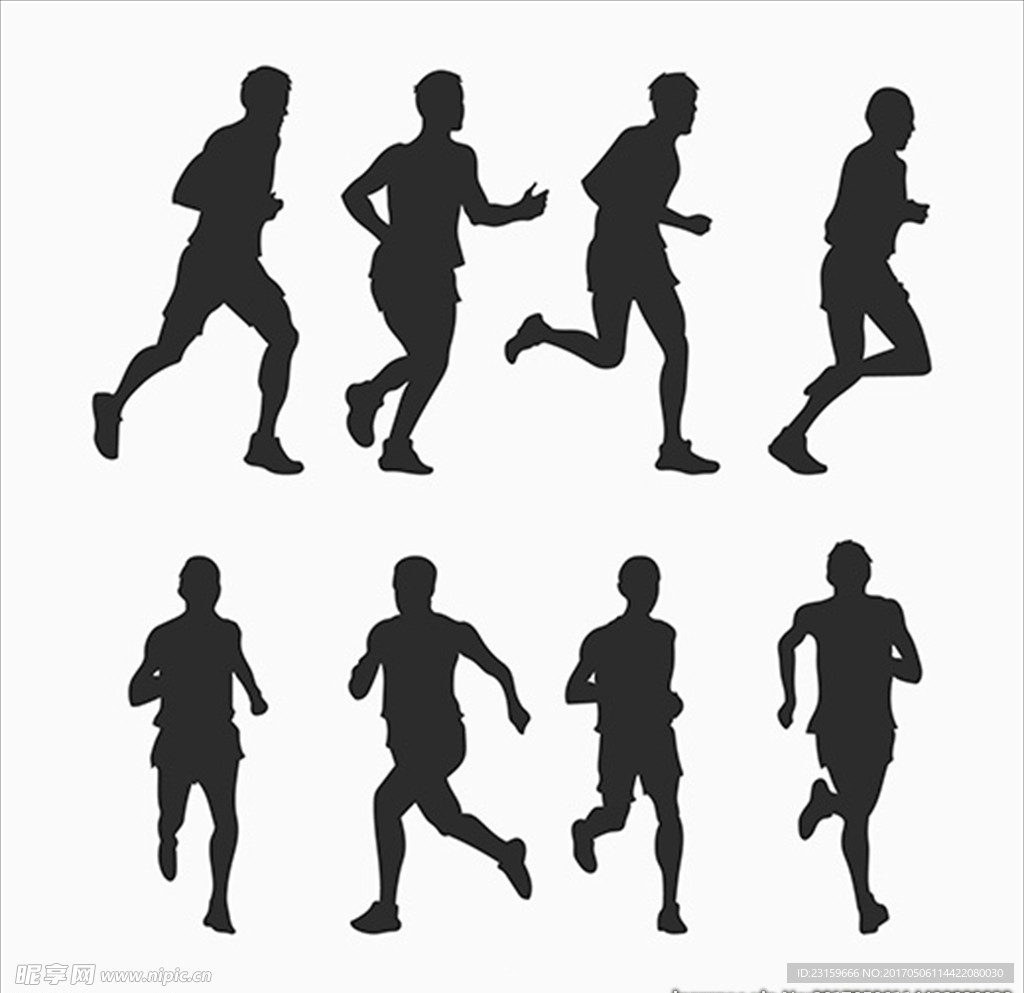 男子跑步运动剪影轮廓