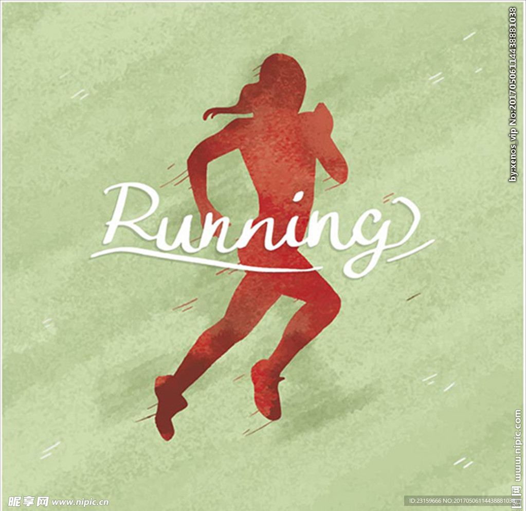 女子跑步比赛剪影轮廓插图