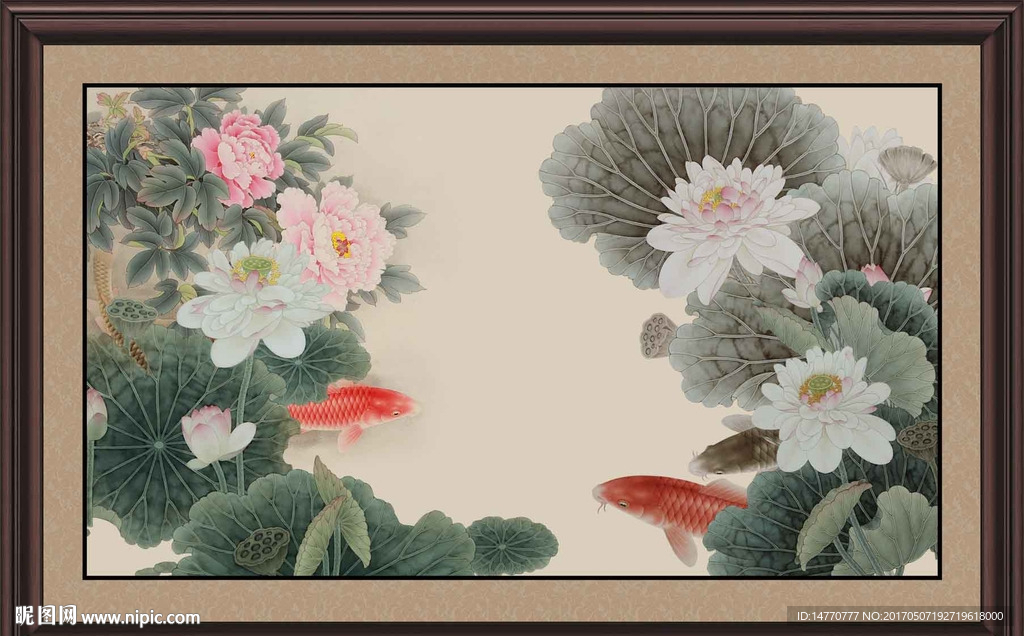 荷花鲤鱼图