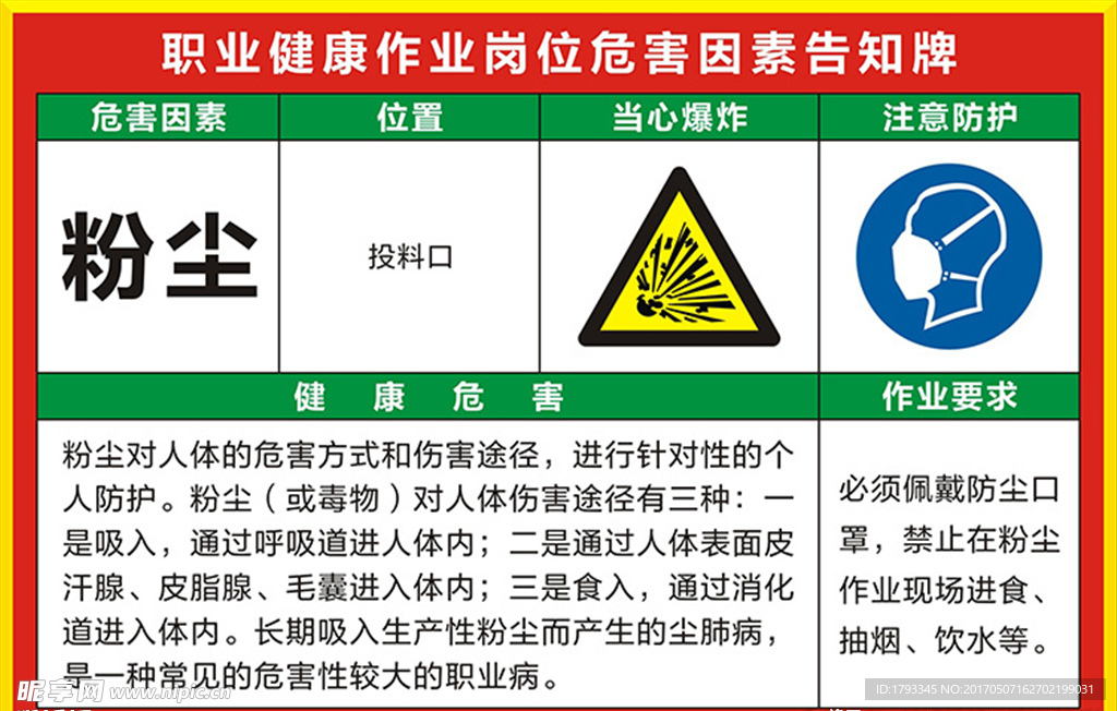 职业健康作业岗位危害因素告知牌